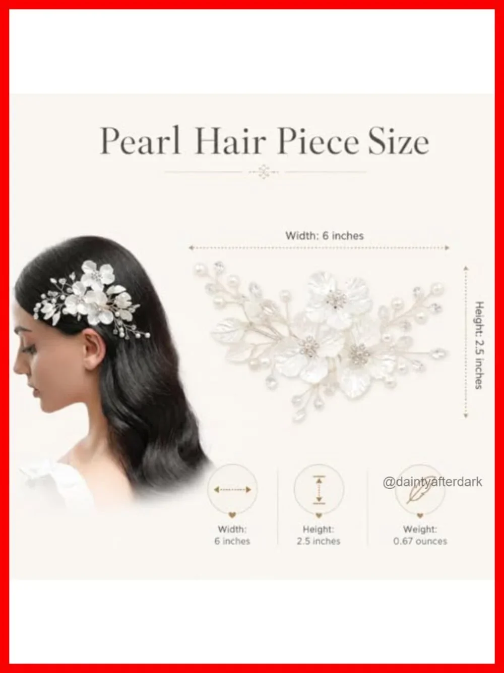 Floral Pearl Rhinestone Bridal Hair Clip with Duckbill Clip